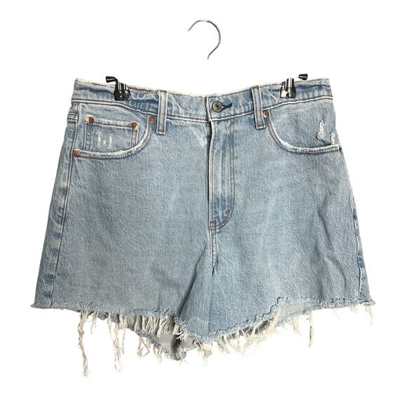 Abercrombie & Fitch Distressed Blue Denim Shorts - Picture 1 of 6